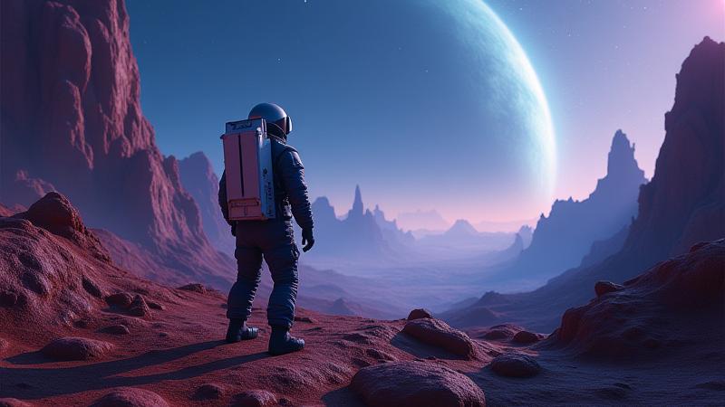 Astronaute explorant une planète en VR