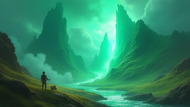 Illustration d'un concept art fantastique avec palette de couleurs et éléments de design